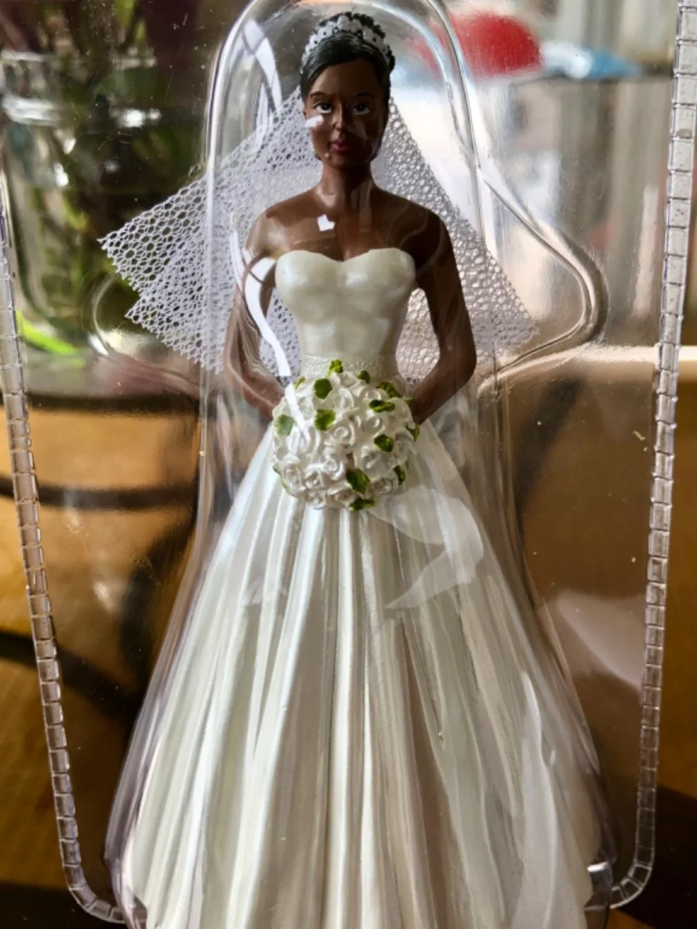 African-American bride cake topper, approximately 5 inches